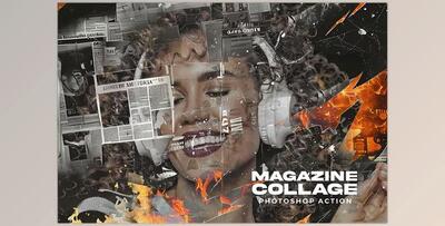Magazine Collage Photoshop Action - 279643086