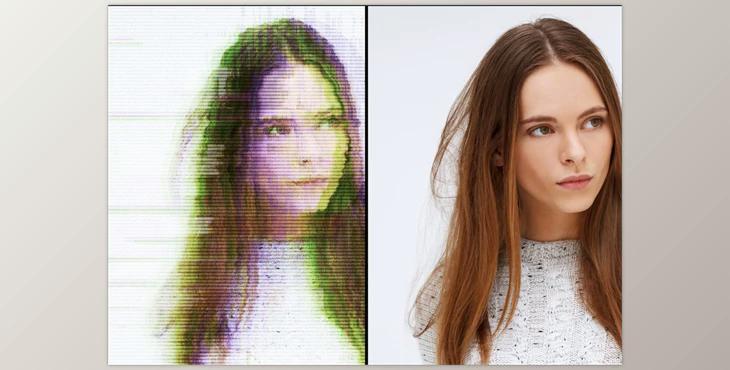 Glitch Distortion Effect Mockup on White (PSDT)