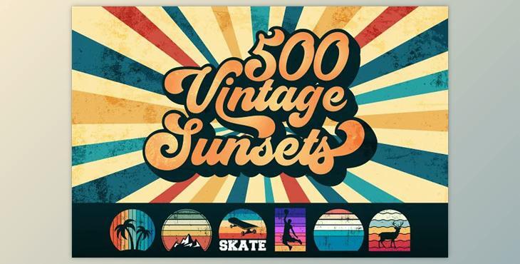 500 Retro SVG Vintage Sunsets Bundle CreativeMarket - 7432111