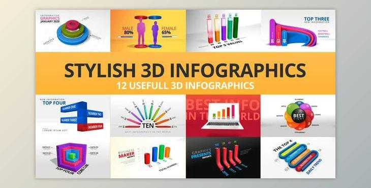 Stylish 3D Infographics (Videohive 24239322) - AE Project