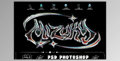 Y2k Gradient Chrome Style Text Effect PSD Template - SHTWB7V