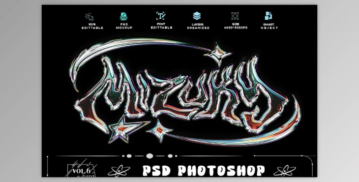 Y2k Gradient Chrome Style Text Effect PSD Template - SHTWB7V