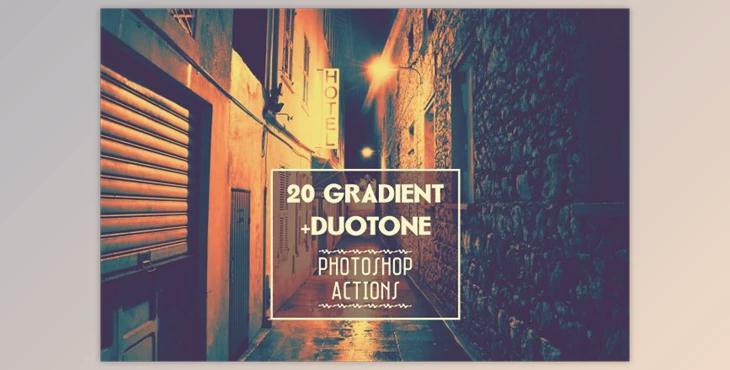 Gradient & duotone Photoshop actions By Comet Studio
