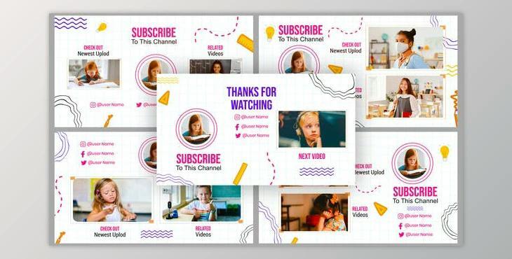 Kids School Activities End Screen Templates (Videohive 39505675) - AE Project