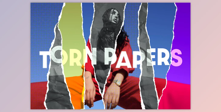 Torn Paper Pieces Photo Effect - 92006394