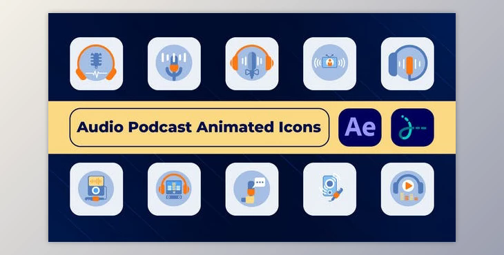 Audio Podcast Animated Icons (Videohive 50113339) - AE Project