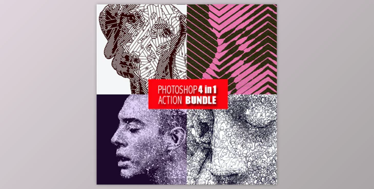 Photoshop 4in1 Actions Bundle V6 By EliteGraphic (ABR, PAT, ATN)