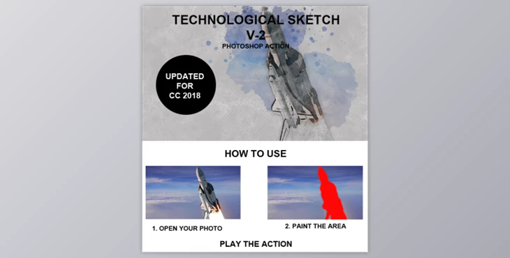 Technological Sketch Photoshop Action By benjirahm (ABR, PAT, ATN)