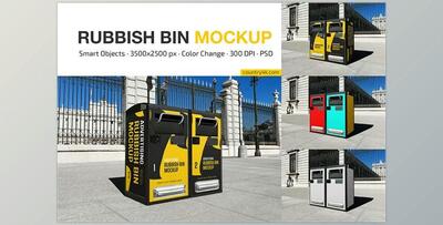 Advertising Rubbish Bin Mockup Set CreativeMarket - 7221190