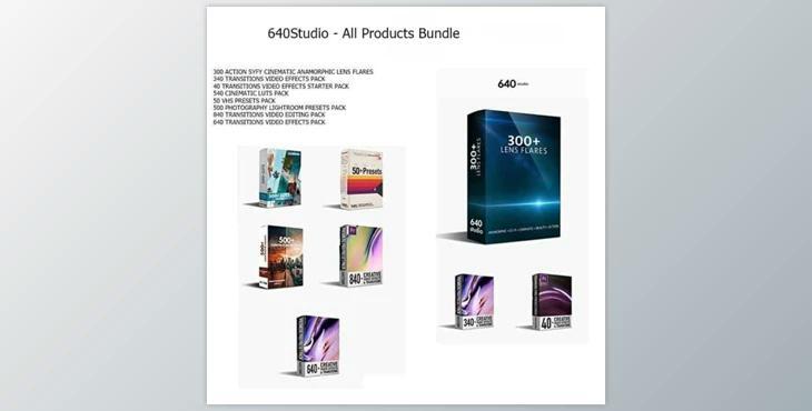 640Studio – All Products Bundle (Transtions Video, Vhs Presets, Lens Flares, Photography Preset, Cinematic Luts)