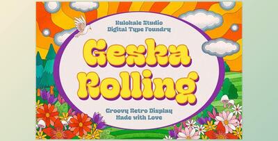 Geska Rolling – Groovy Retro Font – CreativeMarket 6604457