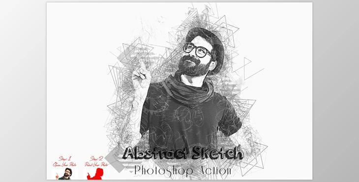 Abstract Sketch Photoshop Action CreativeMarket - 7353553