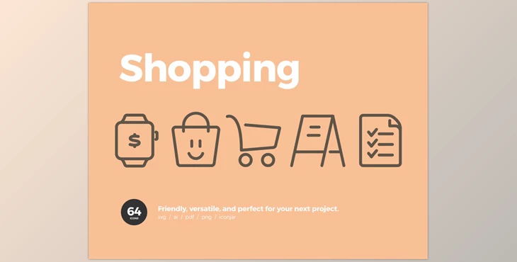 64 Shopping Icons - open and playful personality