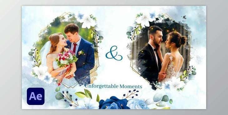 WaterColor and Floral Wedding Slideshow (Videohive 36831945) - AE Project