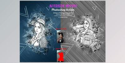 Artistic Sketch Photoshop Action CreativeMarket-6021674 (ATN, ABR)