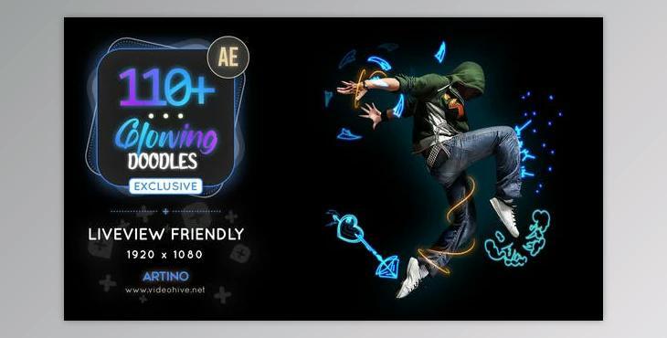 110 Glowing Doodles Pack (Videohive 38543976) - AE Project