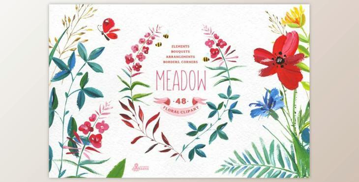 Meadow. Floral clipart By OctopusArtis (PNG)