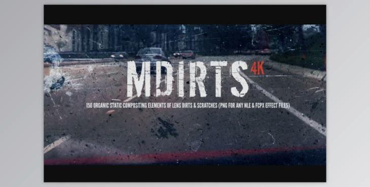 mDirts 4K – 150 Organic Static Compositing Elements of Lens Dirts & Scratches – MOTIONVFX