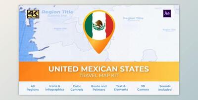 Videohive Mexico Map - United Mexican States Travel Map