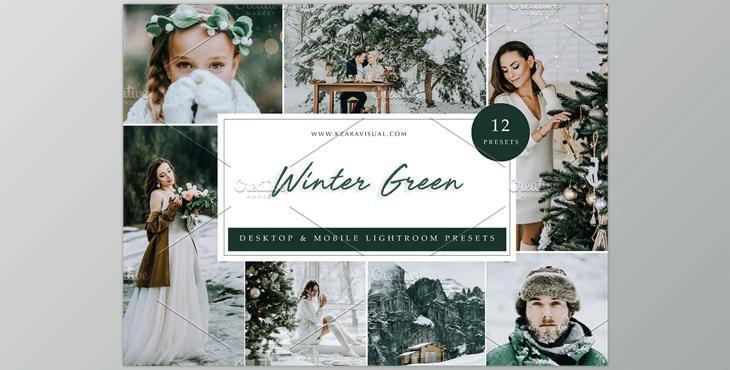 12 x Lightroom Presets, Winter Green CreativeMarket-5962772 (LRTEMPLATE, XMP, DNG, JPG)