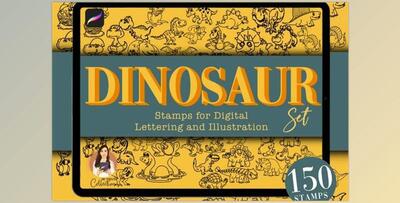 150 Dinosaur Procreate Stamps Set