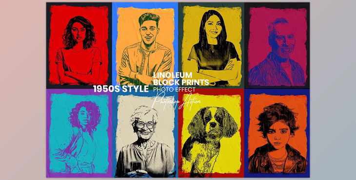 Linoleum Block Prints Action - 91896465