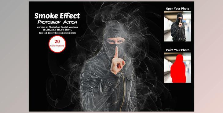 Smoke Effect Photoshop Action CreativeMarket-5583653 (ATN, ABR)