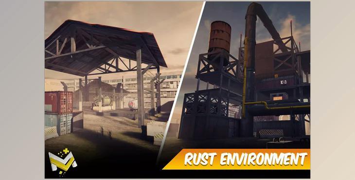 Unity Asset - Rust Shooting Environment -- Game Optimized v1.0