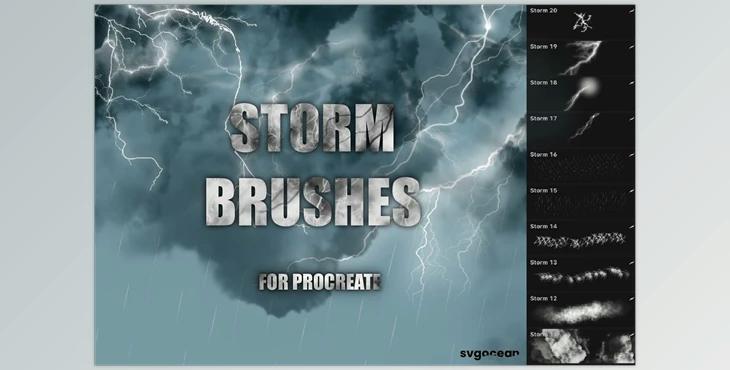 Storm and Lightning Procreate Brushes CreativeMarket - 10173824