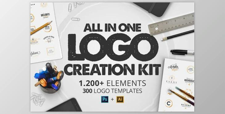 All in One Logo Creation Kit CreativeMarket-2367978 (JPG, AI, PNG, PSD, ABR, ASL)