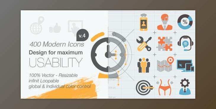 400 Animated Icons (Videohive 9564055) - AE Project