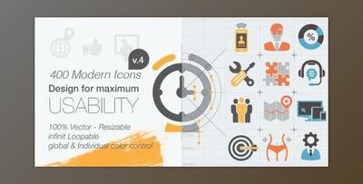 400 Animated Icons (Videohive 9564055) - AE Project