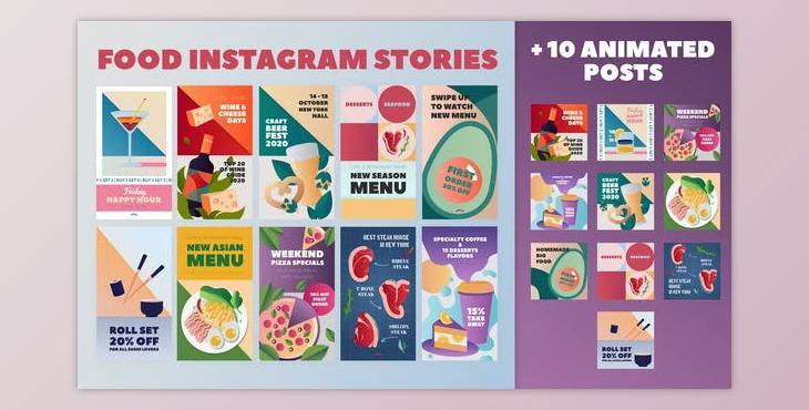 Food Instagram Stories and Posts Pack (Videohive 28882543) - PR Project