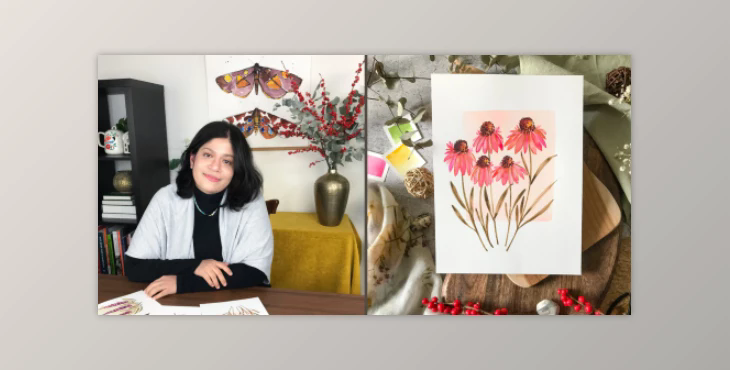 Relaxing Watercolors: Paint Vintage Style Flowers on Colored Backgrounds