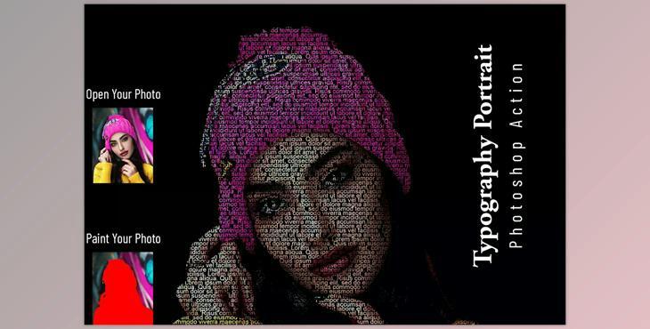 Typography Portrait Photoshop Action CreativeMarket - 6790314