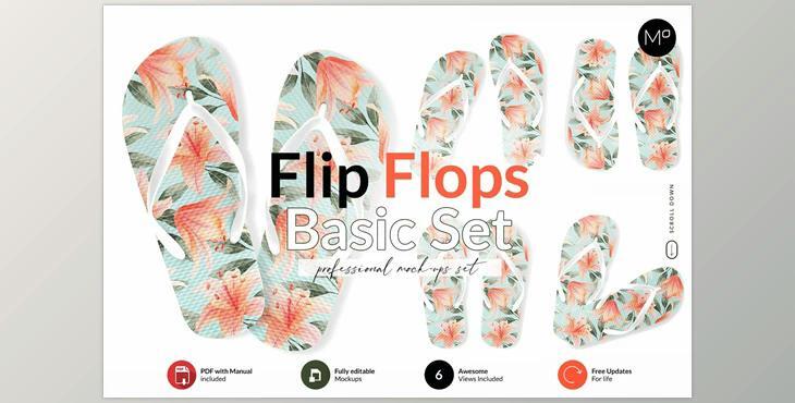 Flip Flops Basic Set Mock-ups CreativeMarket-6018077 (PSD)