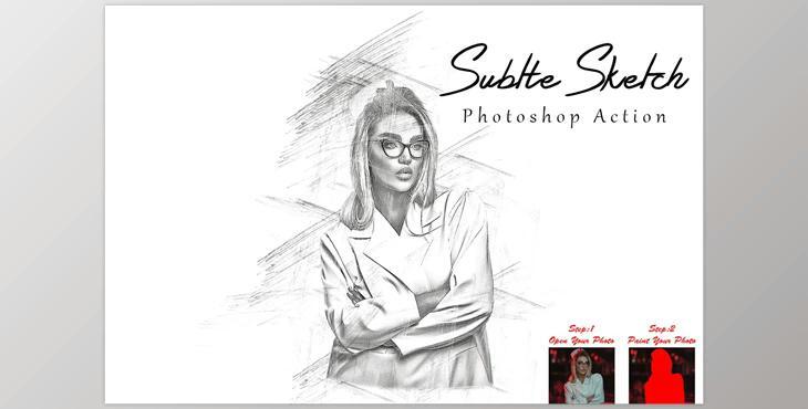 Subtle Sketch Photoshop Action CreativeMarket - 7819645