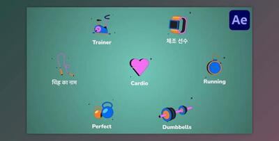 Sport Gym Icons And Titles for After Effects (Videohive 53503195) - AE Project