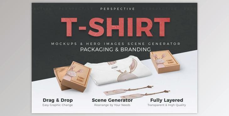 T-shirt Packages Perspective View (PSD, PDF)