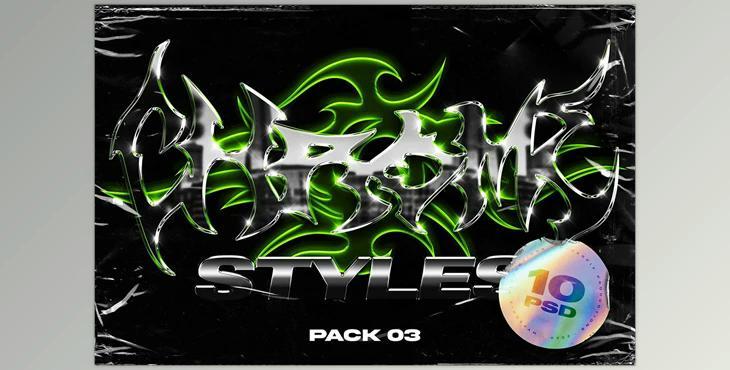 Chrome Text Styles Vol.3 CreativeMarket-5778765 (PSD, JPG)