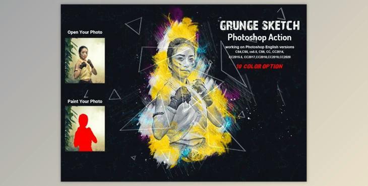 Grunge Sketch Photoshop Action By Studio Retouch