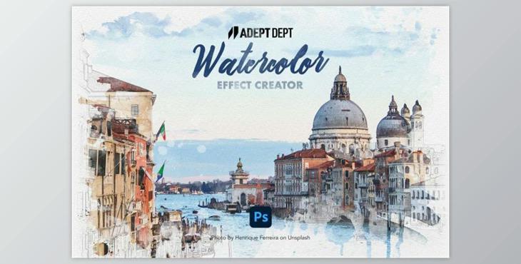 Watercolor Effect Photoshop Creator By AdeptDept (JPG, PSD, PDF)