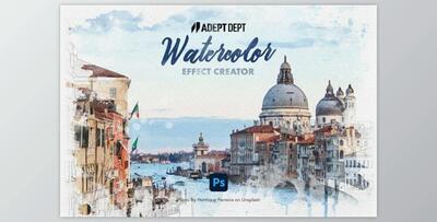 Watercolor Effect Photoshop Creator By AdeptDept (JPG, PSD, PDF)