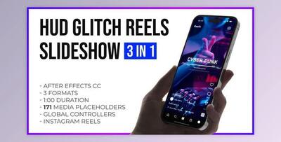 Hud Glitch Splitscreen Slideshow Reels and Stories (Videohive 47710264) - AE Project