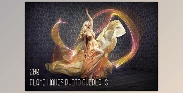 200 Flame Waves Photo Overlays