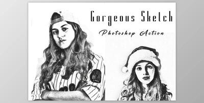 Gorgeous Sketch Photoshop Action CreativeMarket - 10316845