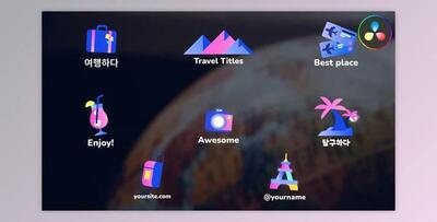 Travel Icons And Titles for DaVinci Resolve (Videohive 52743114)