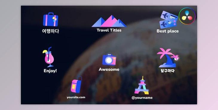 Travel Icons And Titles for DaVinci Resolve (Videohive 52743114)