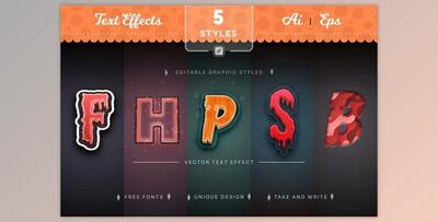 Set 5 Horror Editable Text Effects CreativeMarket - 10311257