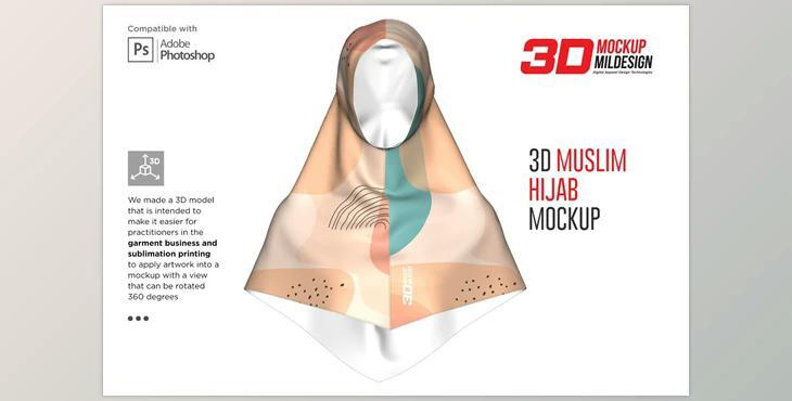 3D Muslim Hijab Mockup CreativeMarket-5986918 (PSD)